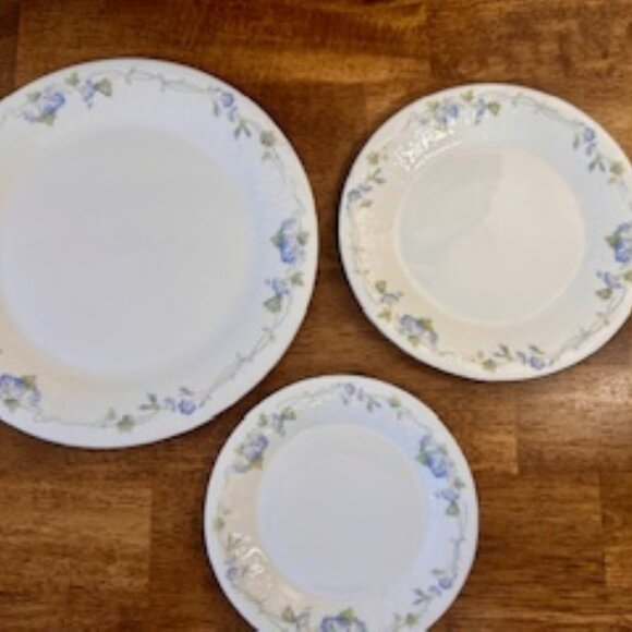 Royal Albert Morning Flower Plate Set Vintage For All Seasons England Blue Flora - Picture 5 of 6